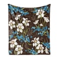 thumbnail image 1 of Brown and Blue Soft Flannel Fleece Throw Blanket, Daffodils Cornflowers Pattern Nature Inspired Floral Bouquet Design, Cozy Plush for Indoor and Outdoor Use, 50" x 70", Brown Blue Green, by Ambesonne, 1 of 5