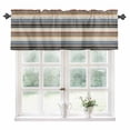 thumbnail image 1 of Brown Blue Striped Kitchen Valances for Windows 42x12 Inch Kitchen Curtains Valances Rod Pocket Farmhouse Vintage Stripe Bathroom Window Valances for Window Treatment Decor, 1 of 6