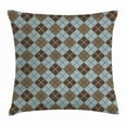 thumbnail image 1 of Brown and Blue Throw Pillow Cushion Cover, Argyle Pattern with Diamond Shaped Rectangles Lines Abstract Geometric, Decorative Square Accent Pillow Case, 24 X 24 Inches, Bluegrey Brown, by Ambesonne, 1 of 2
