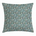 thumbnail image 1 of Brown and Blue Throw Pillow Cushion Cover, Vintage Style Pattern with Abstract Shapes with Little Dots, Decorative Square Accent Pillow Case, 18 X 18 Inches, Slate Blue Beige and Brown, by Ambesonne, 1 of 2