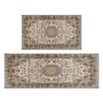 thumbnail image 1 of Brown Bohemia Kitchen Rugs and Mats Sets Of 2, Funny Kitchen Decoration Rubber Backing Non-Slip Absorbent Mats for Sink Waterproof Runner Rug for Laundry Room 17x30+17x48inch, 1 of 7