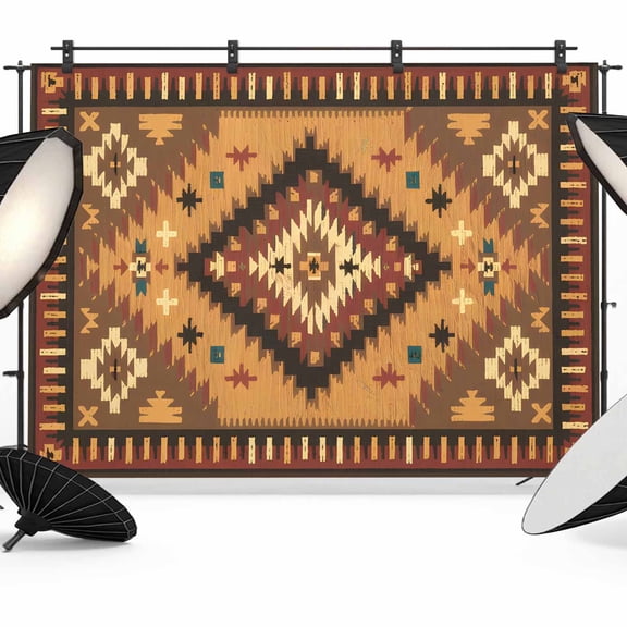 Brown Bohemia Turkish Pattern Backdrop for Photography, Retro Ethnic Style Photo Backdrop Portrait Background Party Banner Photo Backgrounds for Studio Booth Props, 7x5ft