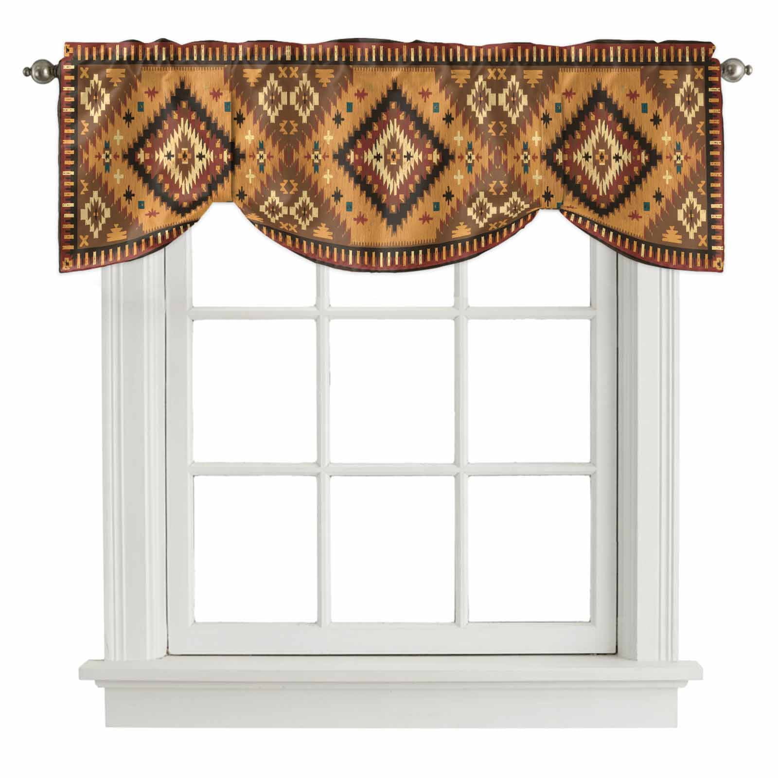 Brown Bohemia Turkish Pattern Tie Up Valance Curtains Retro Ethnic ...