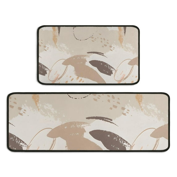 Brown Boho Abstract Pattern Kitchen Rugs Sets Of 2,Anti Fatigue Kitchen Mat Rugs Non Slip Washable,Decorative Kitchen Floor Mats for Kitchen,Sink,Laundry,17"X30"+17"X47"