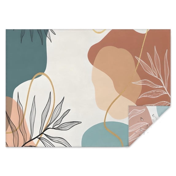 Brown Boho Abstract and Plant Pattern Rectangle Tablecloth 60"x84",Waterproof Polyester Rectangle Table Cloth, Wipeable Spillproof Polyester Tablecloth for Dining, Camping, Indoor and Outdoor