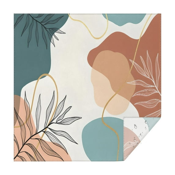 Brown Boho Abstract and Plant Pattern Square Tablecloth,Waterproof Square Table Cover,Wipeable Spillproof Washable Table Cover for Home Kitchen Party Decor 60"x60"(152x152cm)
