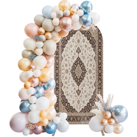 Brown Boho Arch Backdrop Cover 7.2 FT Vintage Geometric Southwestern Flower Pattern Stretchy Elastic Arch Stand Covers Spandex Arched Background Birthday Wedding Party Decoration (No Stand)