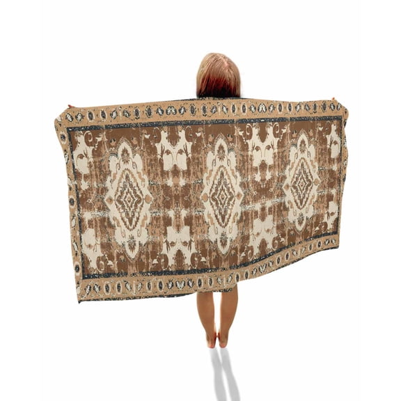 Brown Boho Beach Towels Oversized Super Absorbent, Retro Western Rustic Ethnic Tribal Patterns Lightweight Bath Towel Quick Dry Sets For Bathroom/Pool/Rv Camping/Beach Play/Gym Room/Picnic 23"x47"