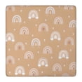 thumbnail image 1 of Brown Boho Bohemia Rainbow Hearts Pattern Square Fitted Tablecloth with Elastic Edge,Square Table Cover,Washable Elastic Table Cover for Home Kitchen Party Decor 36"x36", 1 of 6