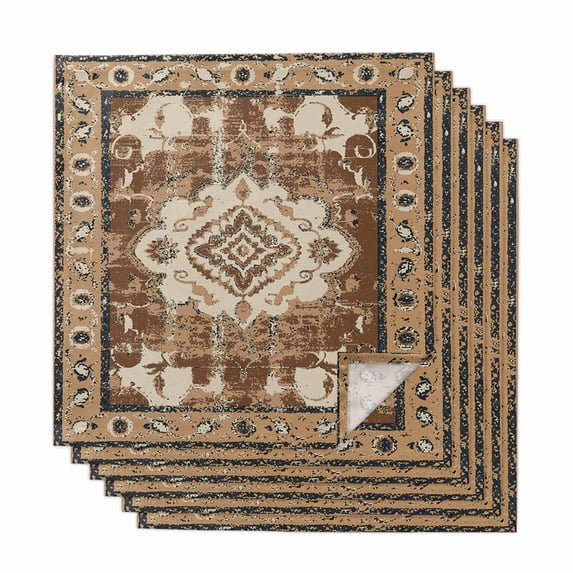 Brown Boho Cloth Napkins, Retro Western Rustic Ethnic Tribal Patterns Washable and Reusable Dinner Napkins Set of 6, Table Napkin for Kitchen Party Birthday Wedding Hotel Housewarming 20"x20"