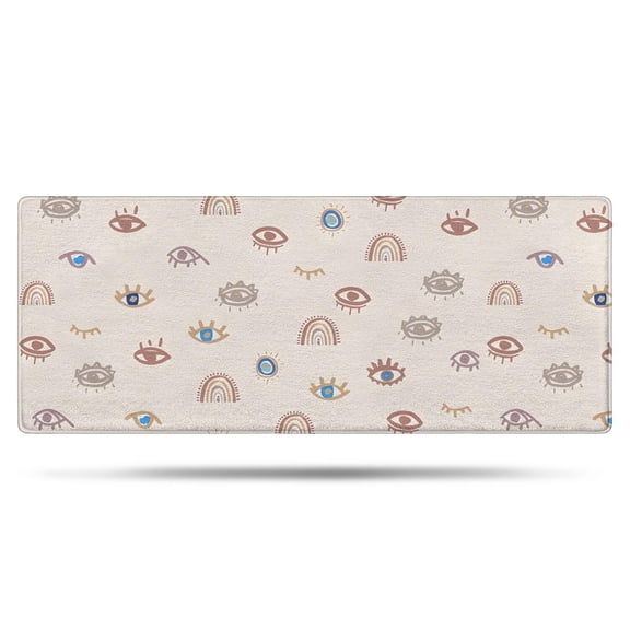 Brown Boho Eye and Rainbow Pattern Bathroom Rugs Mat,Non Slip Microfiber Bathroom Rug,Rubber Backing,Soft Bathroom Mats for Bathroom Floor,Tub and Shower,60x24in(150x60cm)