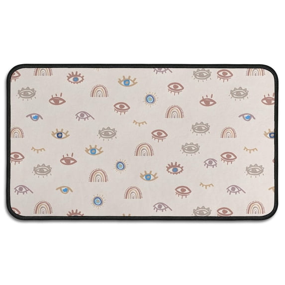 Brown Boho Eye and Rainbow Pattern Door Rugs,Washable Non Slip Door Mats Indoor,Decorative Door Mats,Entry Mat Indoor for Entrance,Bedroom,Kitchen,Bathroom,30"x17"