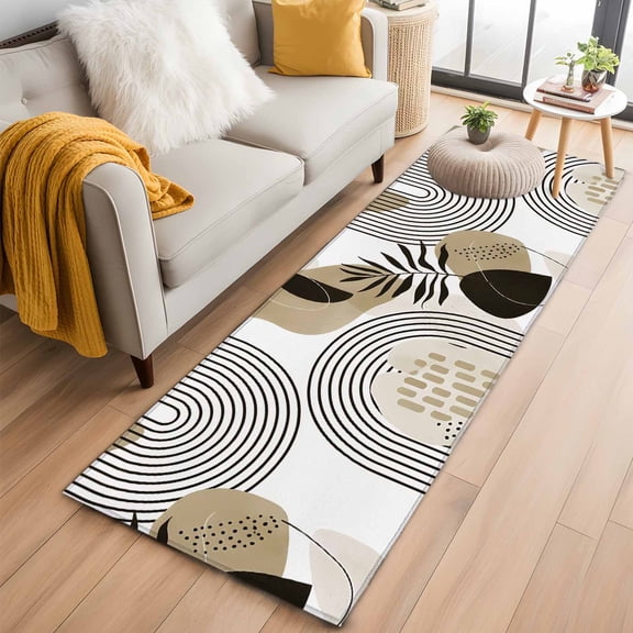 Brown Boho Geometric Kitchen Runner Rug 2x6 Washable Runners for Hallway Non Slip Country Retro Abstract Lines Leaves Large Area Rug Indoor Floor Carpet for Bathroom Laundry Entryway Bedroom