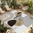 thumbnail image 1 of Brown Boho Geometric Outdoor Rug for Patio/Deck/Porch, Non-Slip Large Area Rug 6 x 9 Ft, Country Retro Abstract Lines Leaves Indoor Outdoor Rugs Washable Area Rugs, Camping Rug Carpet Runner, 1 of 8