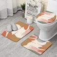 thumbnail image 1 of Brown Boho Geometric Pattern Bathroom Rugs Sets 3 Piece,Toilet Cover Set,Absorbent Non Slip Bathroom Mats Sets with U-Shaped Contour Rug Toilet Rug Set, 1 of 5