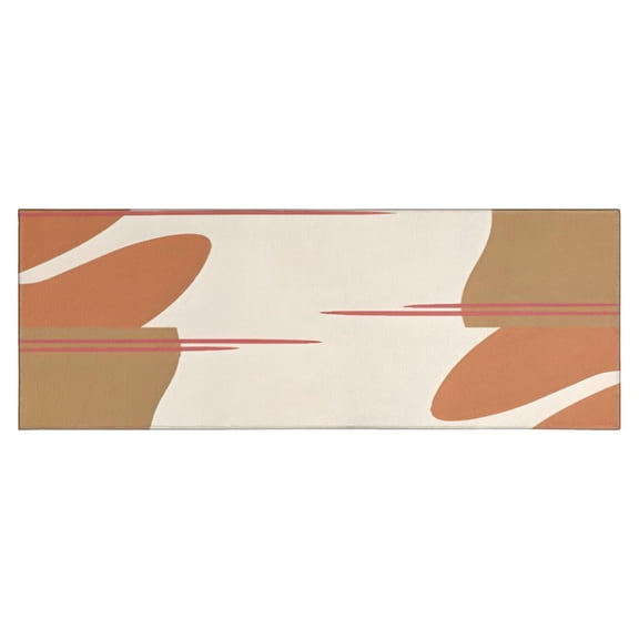 Brown Boho Geometric Pattern Kitchen Rug Mat,Kitchen Runner Rugs Non Skid Washable,Decorative Kitchen Floor Mats for Kitchen,Sink,Laundry,17"X47"