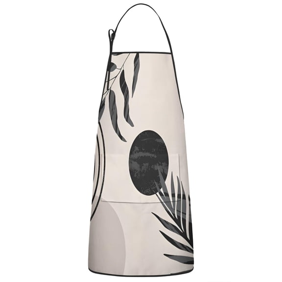 Brown Boho Geometric and Plant Pattern Apron-Garden Aprons for Women with Pockets-Cotton Linen Waterproof Kitchen Cooking Gardening Aprons Adjustable for Kitchen,Cooking,BBQ and Salon 33x27 Inch