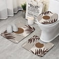 thumbnail image 1 of Brown Boho Geometric and Plant Pattern Bathroom Rugs Sets 3 Piece,Toilet Cover Set,Absorbent Non Slip Bathroom Mats Sets with U-Shaped Contour Rug Toilet Rug Set, 1 of 5