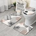 thumbnail image 1 of Brown Boho Geometric and Plant Pattern Bathroom Rugs Sets 3 Piece,Toilet Cover Set,Absorbent Non Slip Bathroom Mats Sets with U-Shaped Contour Rug Toilet Rug Set, 1 of 5