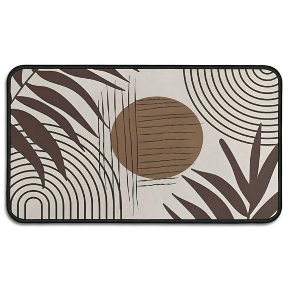 Brown Boho Geometric and Plant Pattern Door Rugs,Washable Non Slip Door Mats Indoor,Decorative Door Mats,Entry Mat Indoor for Entrance,Bedroom,Kitchen,Bathroom,30"x17"