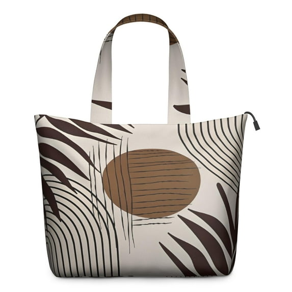 Brown Boho Geometric and Plant Pattern Travel Tote Bags for Women Carry On,Large Weekender Bags for Women Travel,Multi Functional Duffle Bag for Work,Shopping,Sports