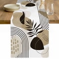 thumbnail image 1 of Brown Boho Geometric Table Runner - 108 Inch Long Country Retro Abstract Lines Leaves Cotton and Linen Blended Dress Scarves Farmhouse Table Runner for Kitchen Dining, Coffee Table, 13" x 108", 1 of 8