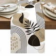 thumbnail image 1 of Brown Boho Geometric Table Runner - 48 Inch Long, Kitchen Dining Table Runner Dresser Scarves, Country Retro Abstract Lines Leaves Farmhouse Decor for Coffee Tables Wedding Party Banquet, 1 of 8