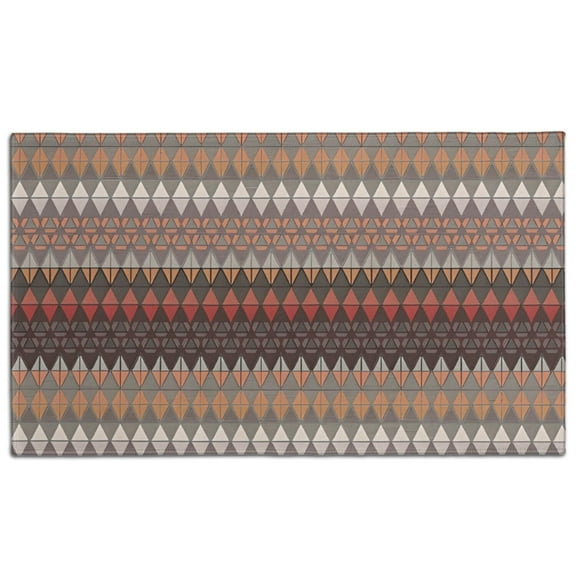 Brown Boho Geometric Triangles and Rhombuses Pattern Door Rugs,Washable Non Slip Door Mats Indoor,Decorative Door Mats,Entry Mat Indoor for Entrance,Bedroom,Kitchen,Bathroom,17"x30"