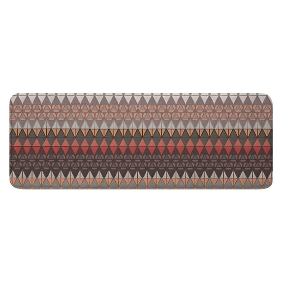 Brown Boho Geometric Triangles and Rhombuses Pattern Kitchen Rug Mat,Kitchen Runner Rugs Non Skid Washable,Decorative Kitchen Floor Mats for Kitchen,Sink,Laundry,17"x47.2"