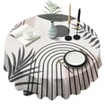 thumbnail image 1 of Brown Boho Geometric and Plant Pattern Round Tablecloth 60"x60",Wrinkle Wipeable Table Cloth for Kitchen Dining Room Picnic Patio Party, 1 of 6