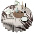 thumbnail image 1 of Brown Boho Geometric and Plant Pattern Round Tablecloth 60"x60",Wrinkle Wipeable Table Cloth for Kitchen Dining Room Picnic Patio Party, 1 of 6