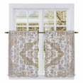 thumbnail image 1 of Brown Boho Kitchen Curtains 45 Inch Length, Vintage Abstract Floral Ethnic Tribe Tiers Curtains for Bathroom Bedroom Cafe, Light Filtering Small Window Treatment Short Drapes 2 Panels 42"Wx45"L, 1 of 8