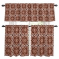 thumbnail image 1 of Brown Boho Kitchen Curtains Sets for Windows 24 Inch Length, Retro Farmhouse Abstract Floral Motifs Rod Pocket Window Treatments Tier Curtains and Valances Set for Bedroom/Bathroom, 1 of 8