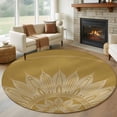 thumbnail image 1 of Brown Boho Large Round Rug 8 FT, Non Slip Living Room Area Carpet, Middle Century Abstract Floral Ethnic Art Washable Soft Circle Rug Non-Shedding Floor Carpet for Bedroom Office Dining Room, 1 of 9