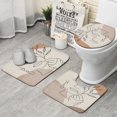 thumbnail image 1 of Brown Boho Line Art Face and Plant Pattern Bathroom Rugs Sets 3 Piece,Toilet Cover Set,Absorbent Non Slip Bathroom Mats Sets with U-Shaped Contour Rug Toilet Rug Set, 1 of 5