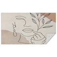 thumbnail image 1 of Brown Boho Line Art Face and Plant Pattern Rectangle Tablecloth 60"x102",Waterproof Polyester Rectangle Table Cloth, Wipeable Spillproof Polyester Tablecloth for Dining, Camping, Indoor and Outdoor, 1 of 6