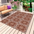 thumbnail image 1 of Brown Boho Outdoor Rug 3x5 Ft, Non Slip Washable Area Rug, Retro Farmhouse Abstract Floral Motifs Patio Rugs Carpet Runner, Large Floor Mat for Indoor/Outdoor Deck Porch Camping, 1 of 8