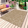 thumbnail image 1 of Brown Boho Outdoor Rug for Patio/Deck/Porch, Non-Slip Large Area Rug 4 x 6 Ft, Modern Minimalist Feminine Face Lines Indoor Outdoor Rugs Washable Area Rugs, Reversible Camping Rug Carpet Runner, 1 of 8