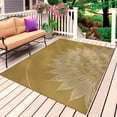 thumbnail image 1 of Brown Boho Outdoor Rug for Patio/Deck/Porch, Non-Slip Large Area Rug 6 x 9 Ft, Middle Century Abstract Floral Ethnic Art Indoor Outdoor Rugs Washable Area Rugs, Reversible Camping Rug Carpet Runner, 1 of 8
