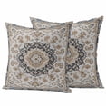 thumbnail image 1 of Brown Boho Outdoor Waterproof Pillow Covers, Southwest Aztec Abstract Motifs Florals Decorative Square Throw Pillowcase Sofa Cushion Sham for Patio/Couch/Chair, 18"x18" 2 Pack, 1 of 8