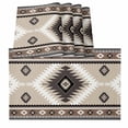 thumbnail image 1 of Brown Boho Placemats for Dinning Table Set of 4, Vintage Rustic Southwest Aztec Geometric Burlap Kitchen Place Mats Waterproof Cloth Table Mats, Indoor Outdoor Placemats Easy Clean Dinner Decor, 1 of 8