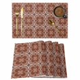 thumbnail image 1 of Brown Boho Placemats Set of 6, Retro Farmhouse Abstract Floral Motifs Placemats for Dining Table, Place Mats for Kitchen Tabletop, Waterproof Wipeable Dining Table Mats Set, 1 of 9