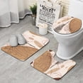 thumbnail image 1 of Brown Boho Plant Pattern Bathroom Rugs Sets 3 Piece,Toilet Cover Set,Absorbent Non Slip Bathroom Mats Sets with U-Shaped Contour Rug Toilet Rug Set, 1 of 5