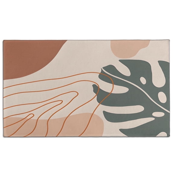 Brown Boho Plant Pattern Door Rugs,Washable Non Slip Door Mats Indoor,Decorative Door Mats,Entry Mat Indoor for Entrance,Bedroom,Kitchen,Bathroom,17"x30"