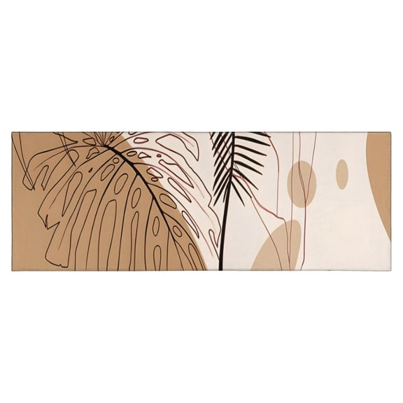 Brown Boho Plant Pattern Kitchen Rug Mat,Kitchen Runner Rugs Non Skid Washable,Decorative Kitchen Floor Mats for Kitchen,Sink,Laundry,17"X47"