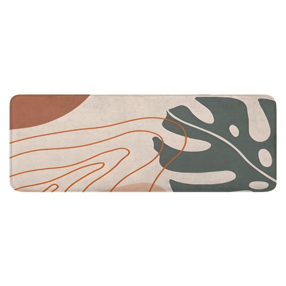Brown Boho Plant Pattern Kitchen Rug Mat,Kitchen Runner Rugs Non Skid Washable,Decorative Kitchen Floor Mats for Kitchen,Sink,Laundry,17"x47.2"