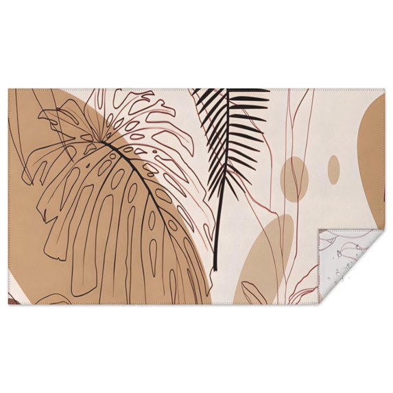 Brown Boho Plant Pattern Rectangle Tablecloth 60"x102",Waterproof Polyester Rectangle Table Cloth, Wipeable Spillproof Polyester Tablecloth for Dining, Camping, Indoor and Outdoor