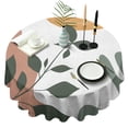 thumbnail image 1 of Brown Boho Plant Pattern Round Tablecloth 60"x60",Wrinkle Wipeable Table Cloth for Kitchen Dining Room Picnic Patio Party, 1 of 6