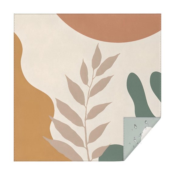 Brown Boho Plant Pattern Square Tablecloth,Waterproof Square Table Cover,Wipeable Spillproof Washable Table Cover for Home Kitchen Party Decor 60"x60"(152x152cm)