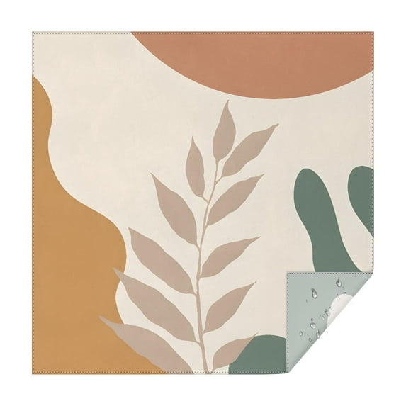 Brown Boho Plant Pattern Square Tablecloth,Waterproof Square Table Cover,Wipeable Spillproof Washable Table Cover for Home Kitchen Party Decor 60"x60"(152x152cm)